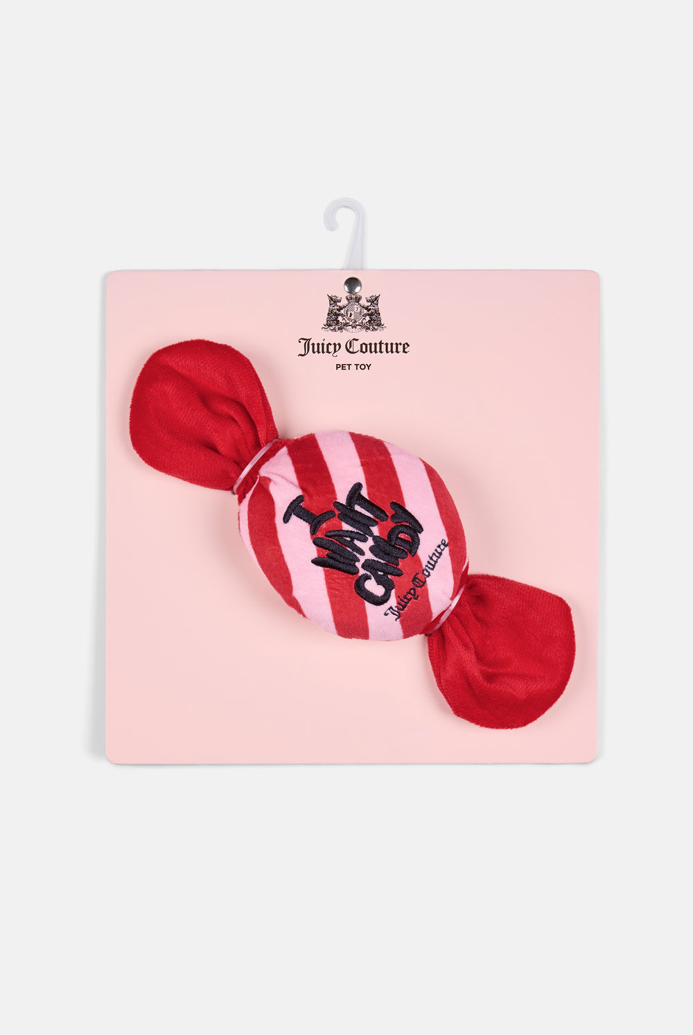 Displays the Red/Pink 'Juicy' branded Candy Pet Toy