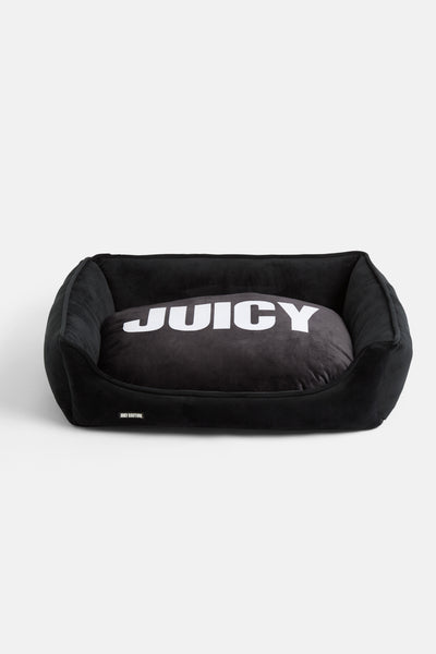 MEDIUM BLACK VELOUR JUICY PET BED