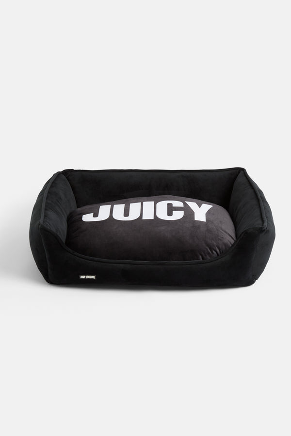 MEDIUM BLACK VELOUR JUICY PET BED