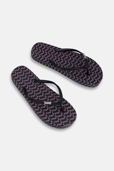 BLACK JUICY LOGO PRINT FLIP FLOP