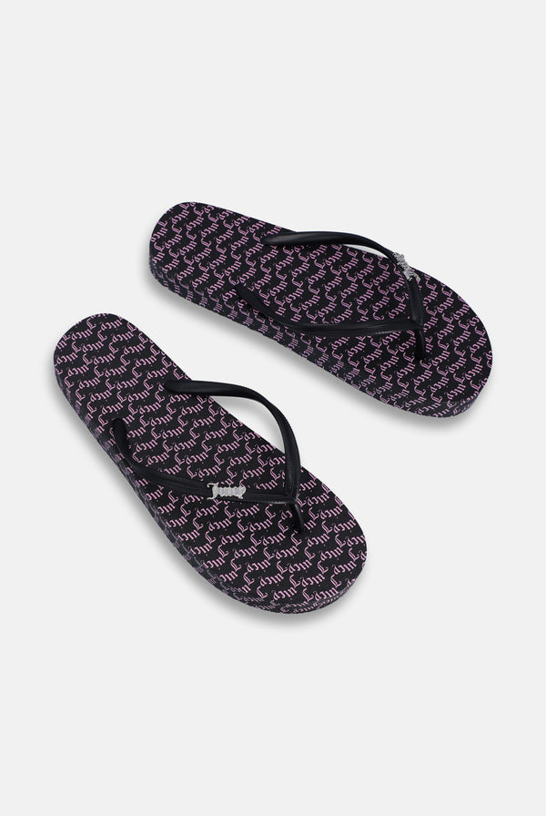 BLACK JUICY LOGO PRINT FLIP FLOP