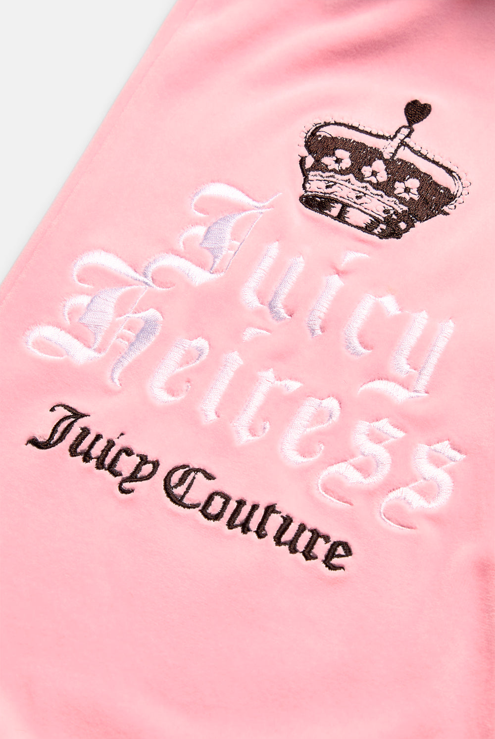 Displays the Juicy branded Heiress Velour Stocking featuring the juicy couture branding 