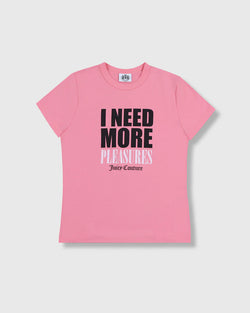 Displays the Pink 'Juicy' branded Juicy by pleasures slogan baby tee 