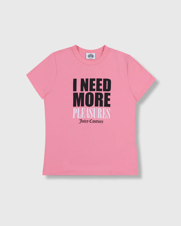 Displays the Pink 'Juicy' branded Juicy by pleasures slogan baby tee 