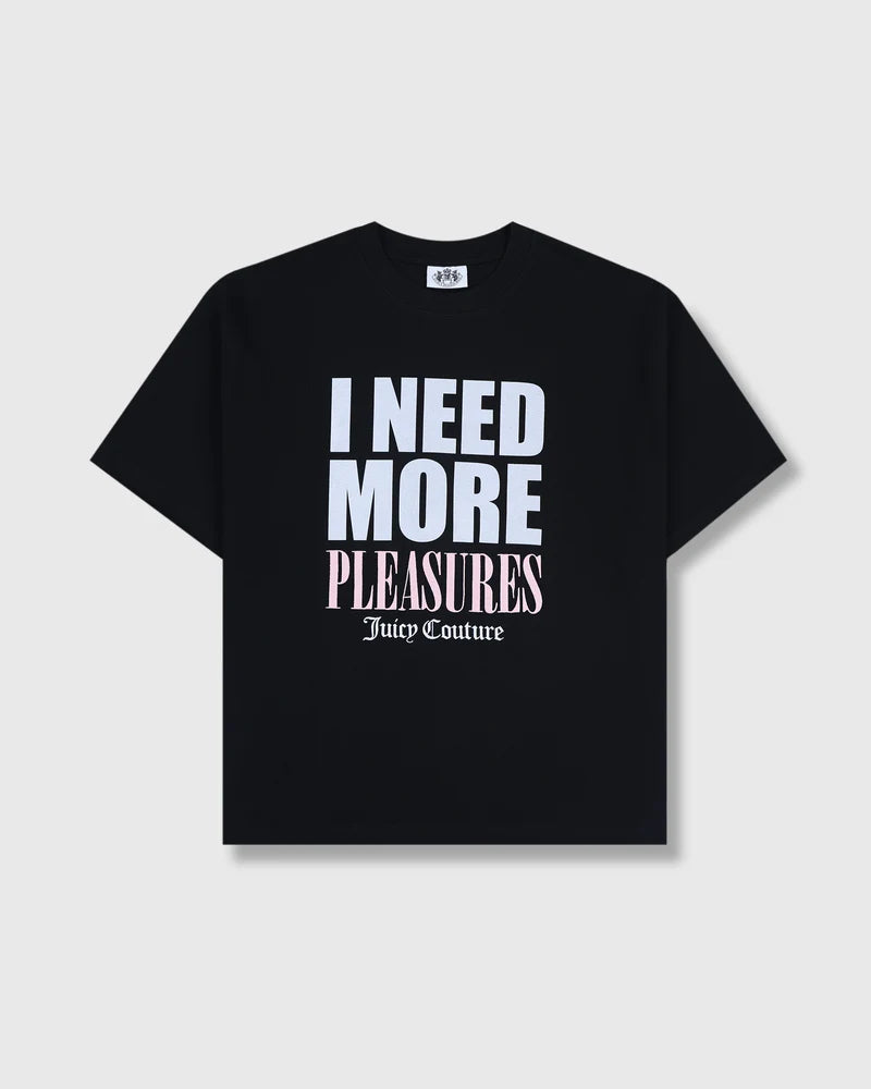 'Juicy by PLEASURES' BLACK SLOGAN T-SHIRT