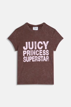 Displays the Java 'Juicy' branding Princess Superstar Washed T-Shirt