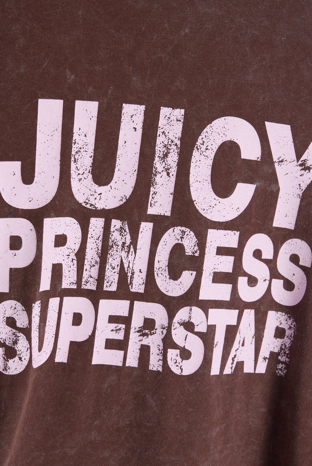 Displays the Java 'Juicy' branding Princess Superstar Washed T-Shirt featuring the slogan branding
