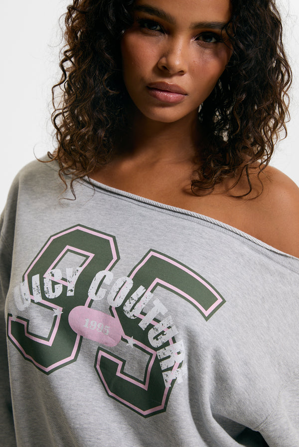 Silver Marl Relaxed Off Shoulder Jumper