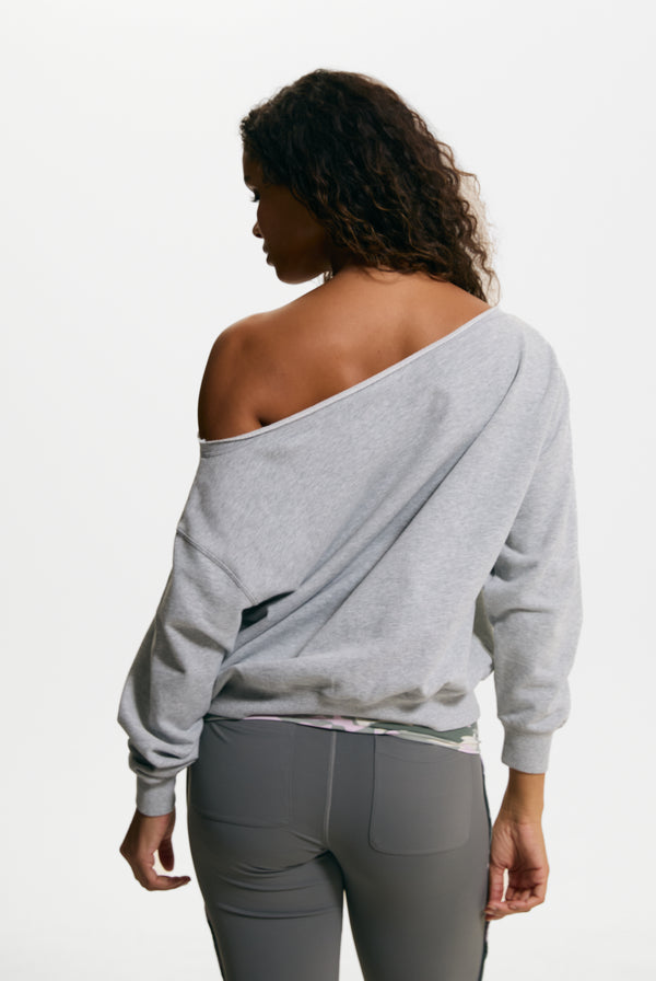 Silver Marl Relaxed Off Shoulder Jumper
