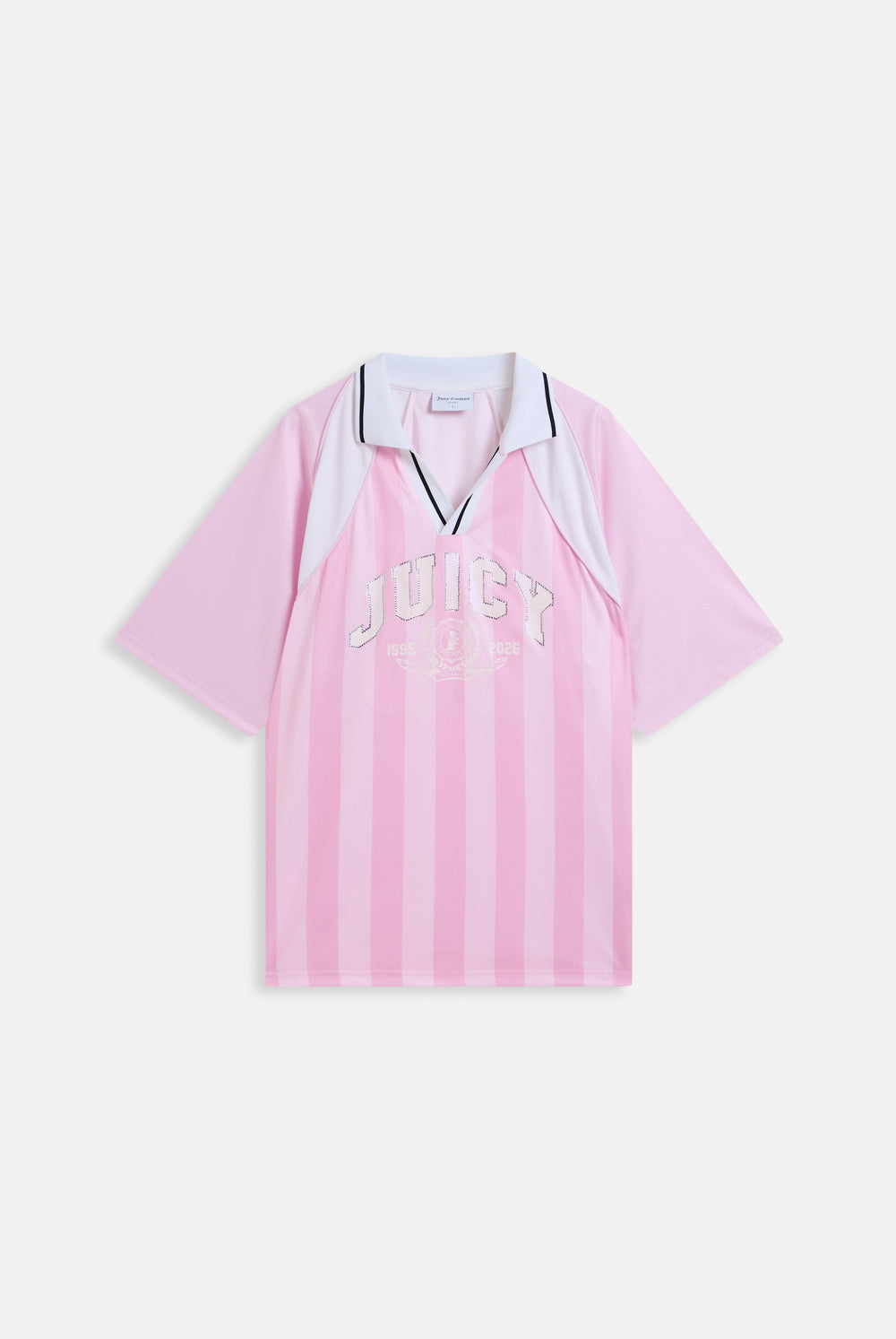 Displays the Cherry Blossom 'Juicy' branded football polo shirt