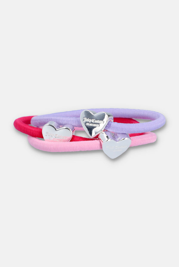 Displays the 'Juicy' branded Juicy Heart hair band set 