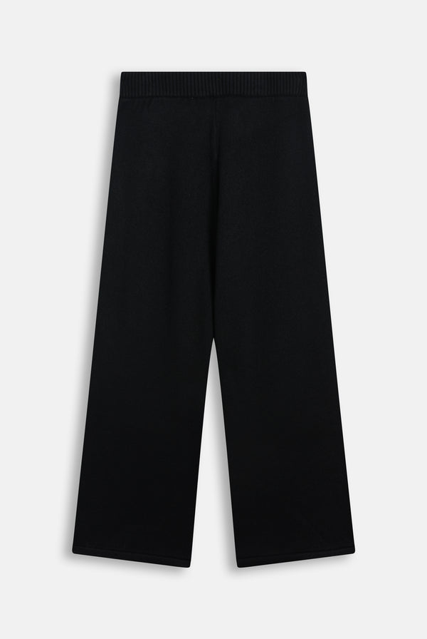 Displays the Black 'Juicy' branded Knit Diamanté Trackpant