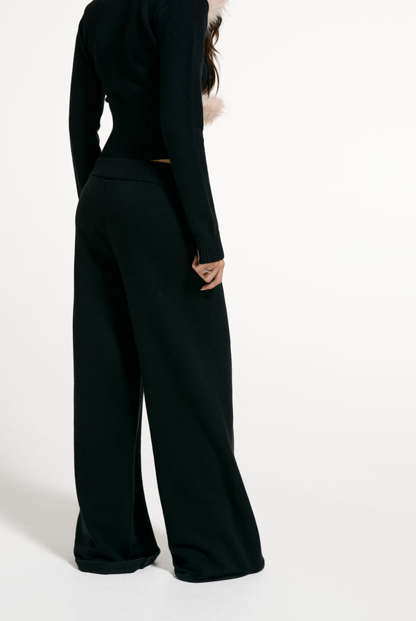 Black Knit Diamanté Trackpant