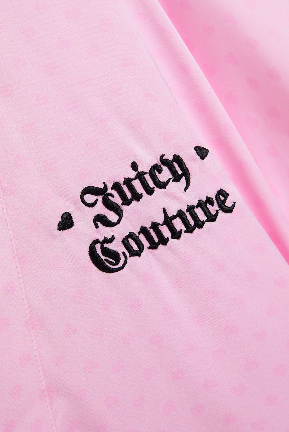 Displays the Cherry Blossom 'Juicy' branded heart lace trim robe featuring the Juicy couture branding 