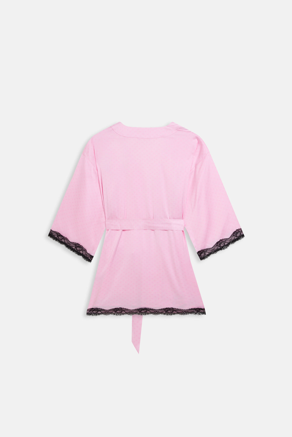 Displays the Cherry Blossom 'Juicy' branded heart lace trim robe 
