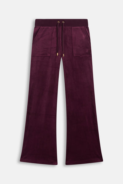 Winetasting & Gold Low Rise Flare Classic Velour Track Pant