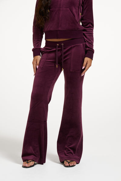 Winetasting & Gold Low Rise Flare Classic Velour Track Pant