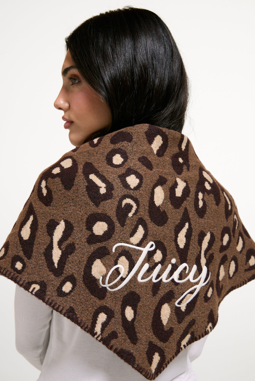 Natural Leopard Triangle Scarf