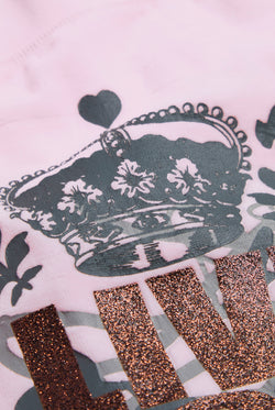 Displays the Cherry Blossom 'Juicy' branded Live For Juicy Og Straight Trackpants featuring the details on the juicy branding 