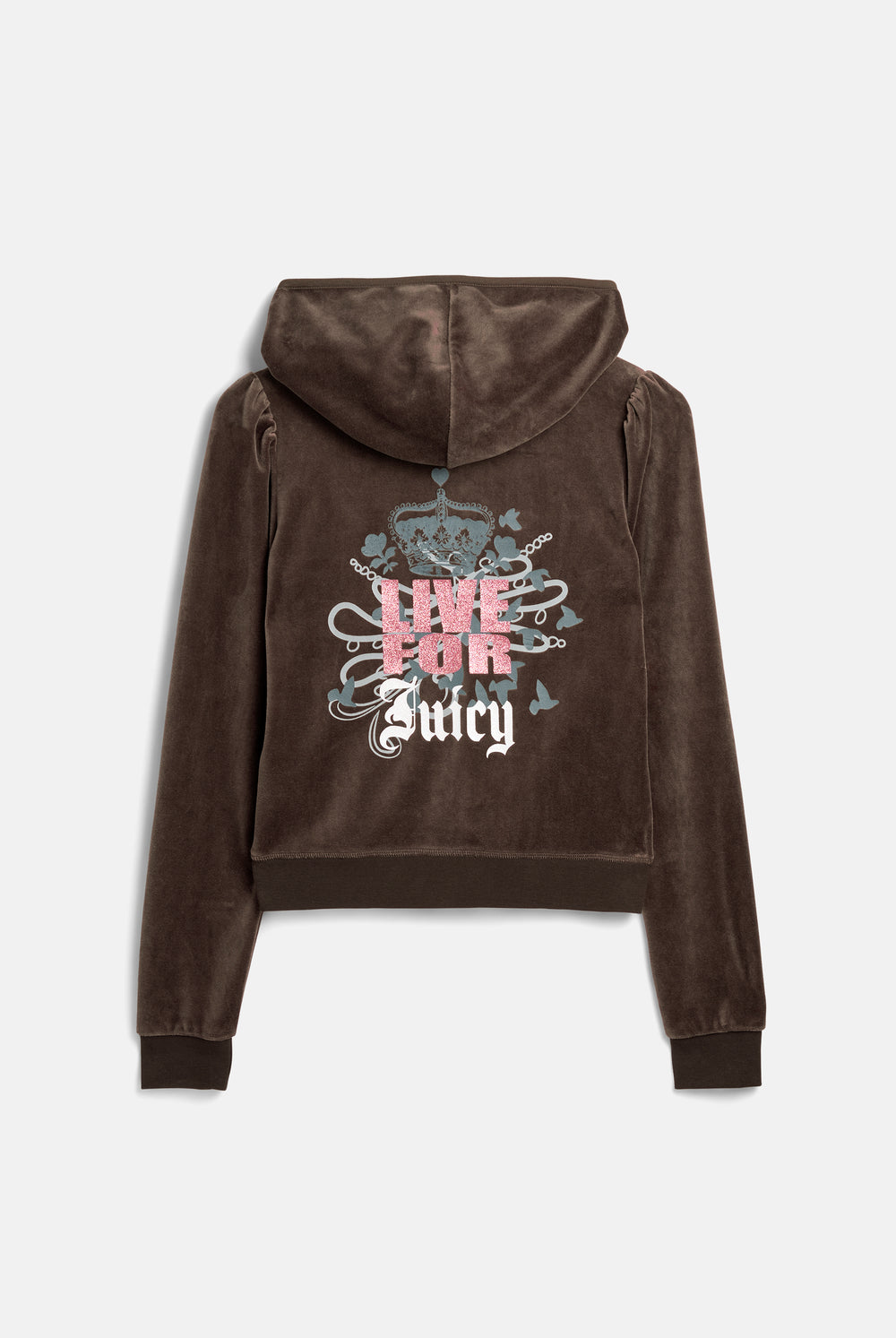 Displays the Java 'Juicy' branding Live For Juicy Puff Sleeve Hoodie