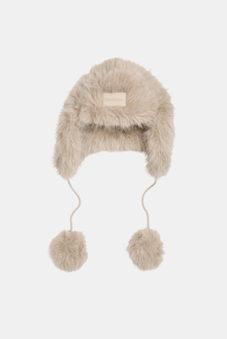 Displays the Natural 'Juicy' branded Long Pile Trapper Hat