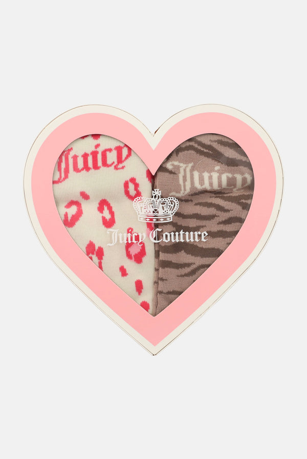 2pack Heart Leopard Print Socks