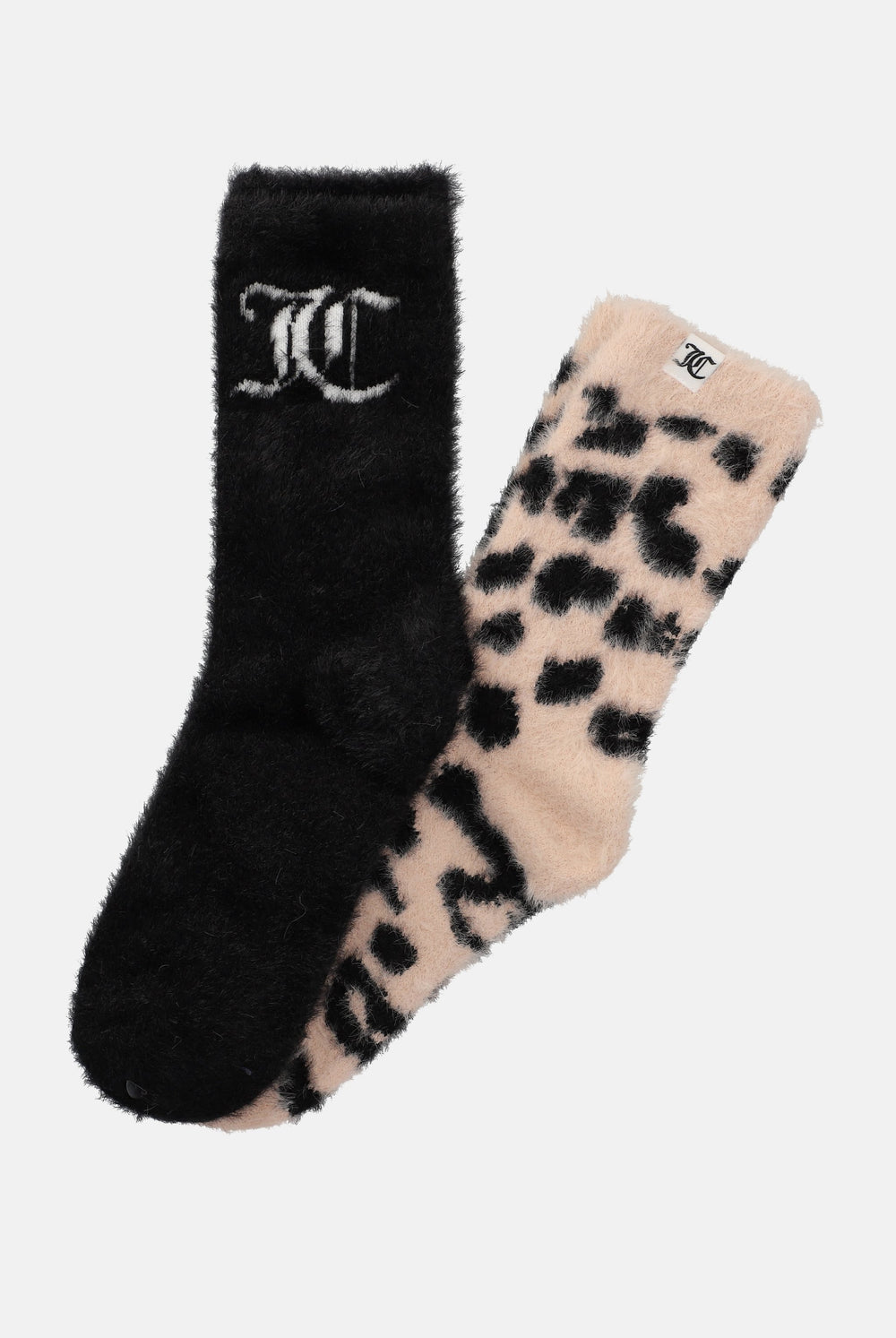 2 Pack Leopard Feather Jaquard Cosy Socks