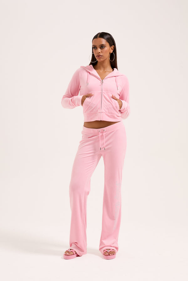 JUICY PINK OUTLINE DIAMANTÉ CLASSIC VELOUR LOW RISE  PANT