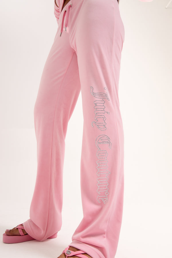 JUICY PINK OUTLINE DIAMANTÉ CLASSIC VELOUR LOW RISE  PANT