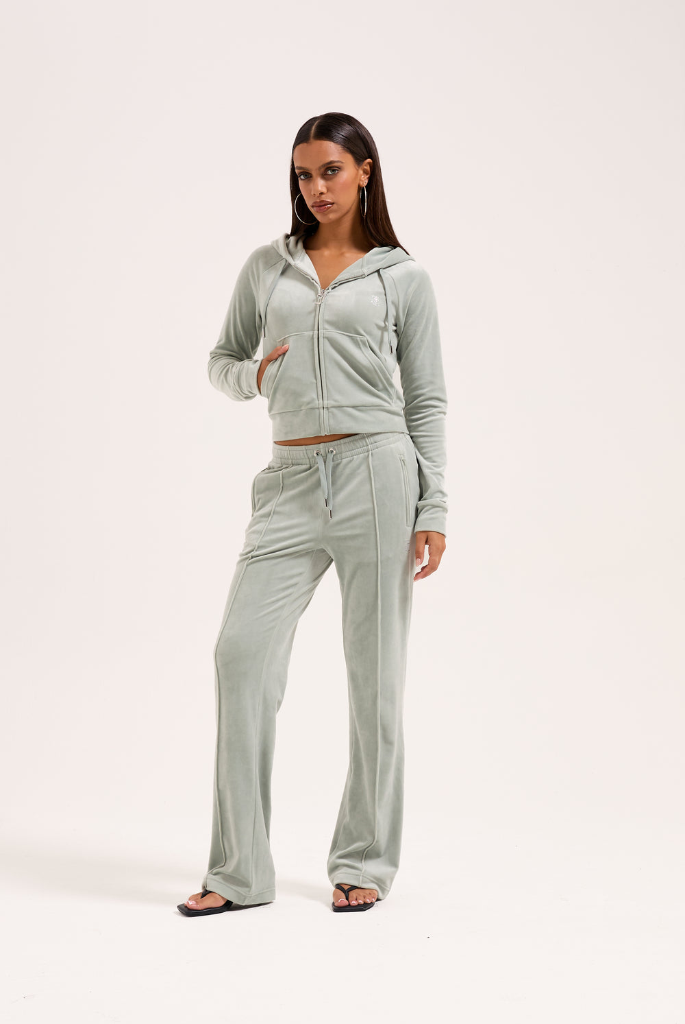PURITAN GREY VELOUR OUTLINE DIAMANTÉ TRACKSUIT BOTTOM