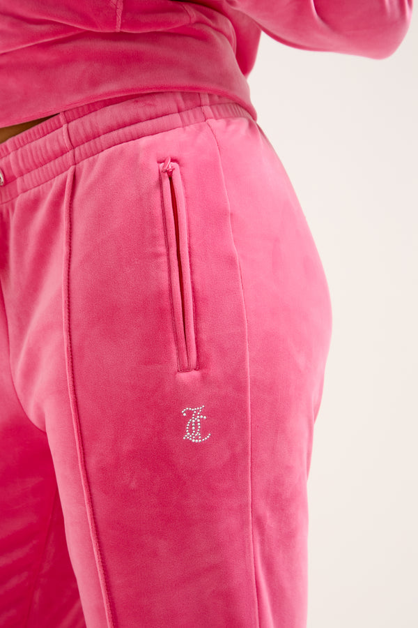 HOT PINK VELOUR DIAMANTÉ TRACKSUIT BOTTOM