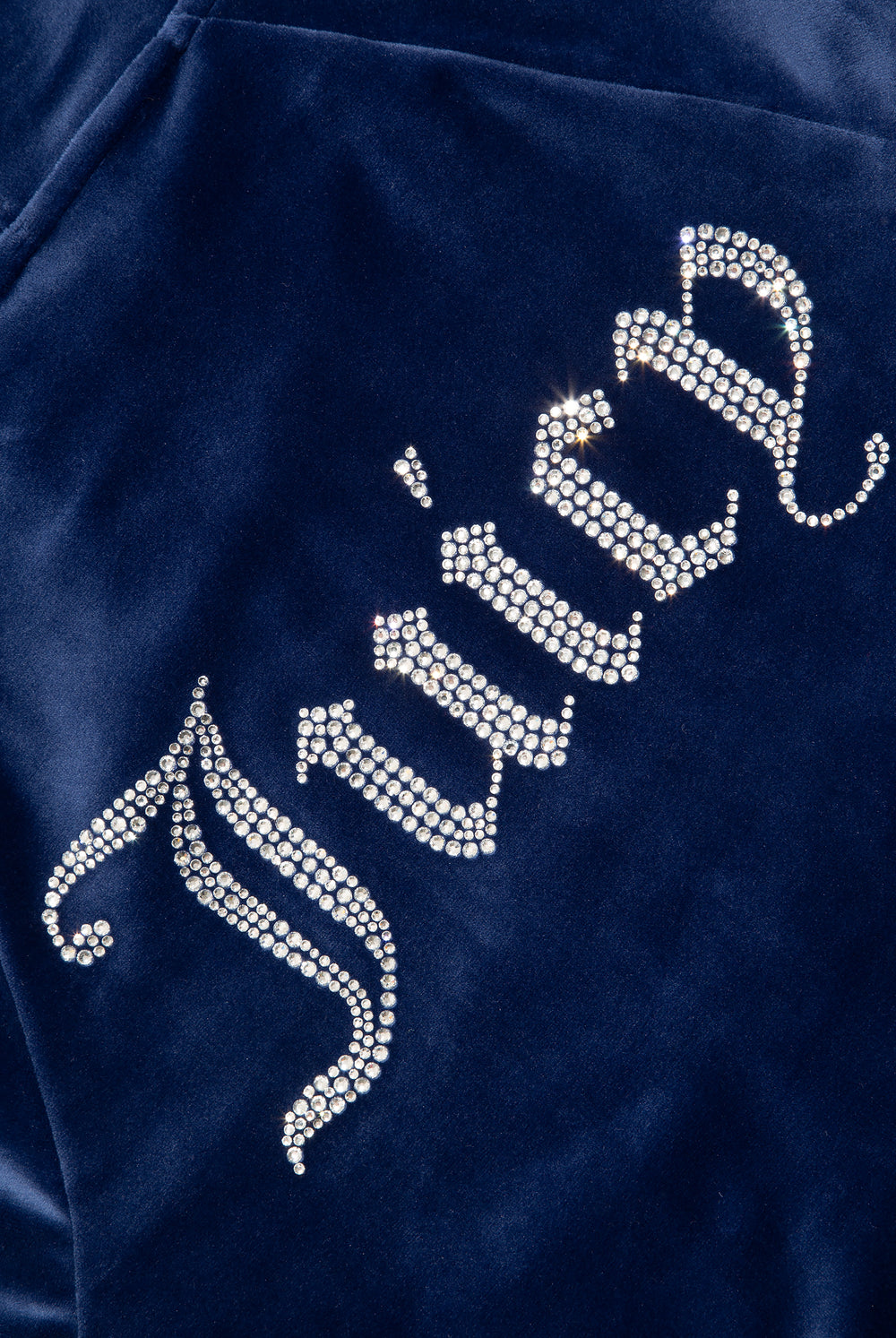 BLUE DEPTHS DIAMANTÉ VELOUR ZIP-THROUGH HOODIE