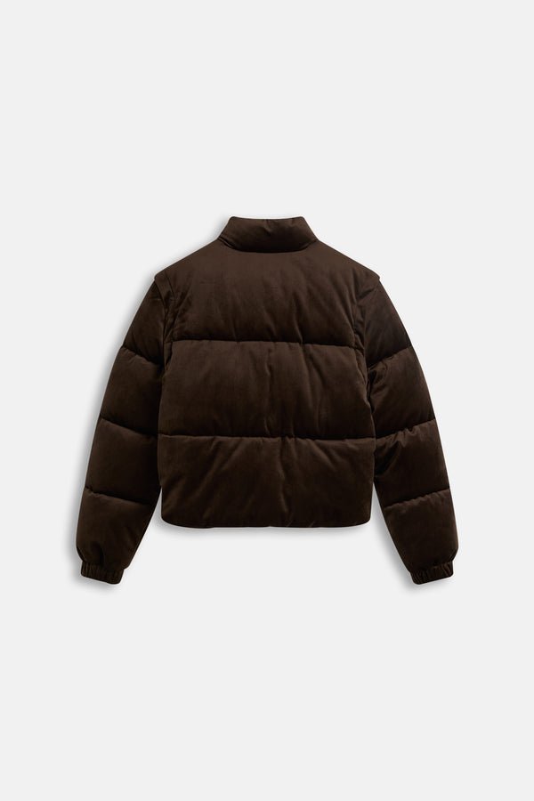 Displays the Java 'Juicy' branded Old Gothic Diamanté Puffa Jacket