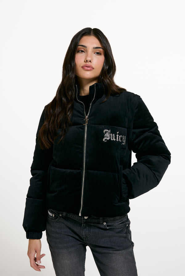 Black Diamanté Detachable Puffer Jacket