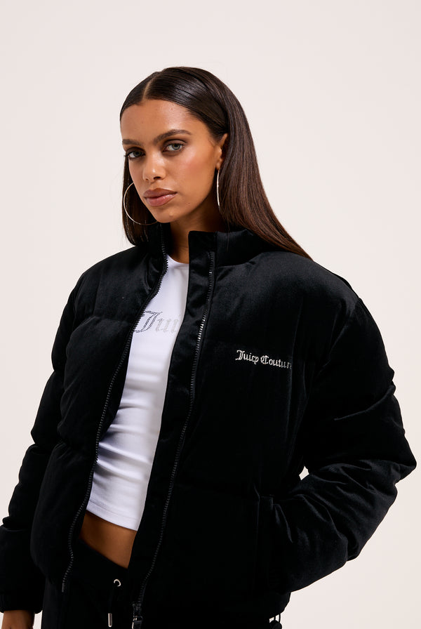 BLACK JUICY VELOUR PUFFA JACKET
