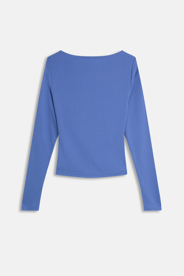 Displays the Greyblue 'Juicy' branded Boat Neck Long Sleeve T-Shirt
