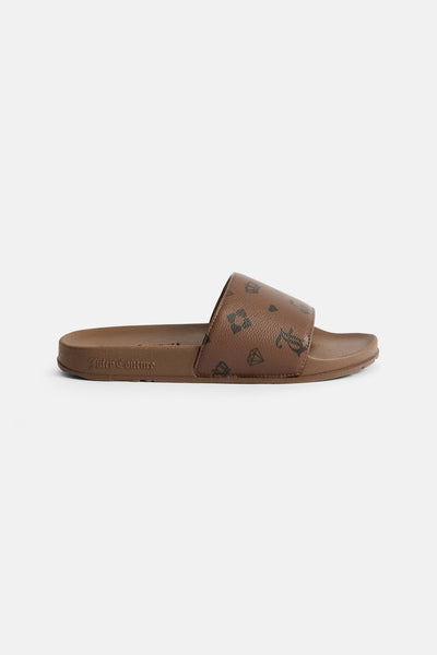 BLACK/BROWN MONOGRAM PRINT SLIDERS