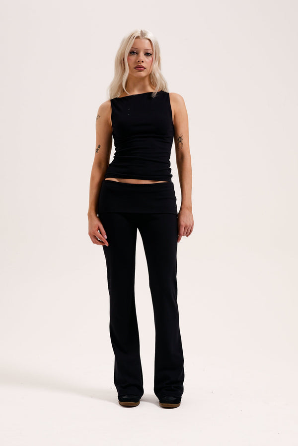 BLACK MODAL DIAMANTÉ BOATNECK TOP