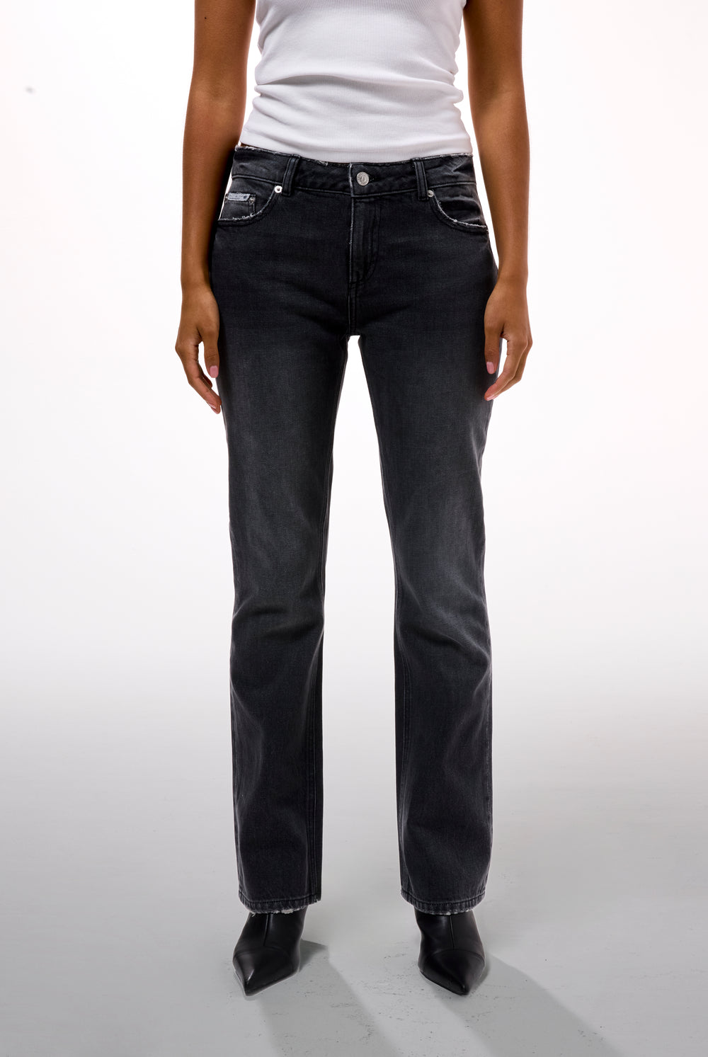 WASHED BLACK DIAMANTÉ BOOTCUT JEANS