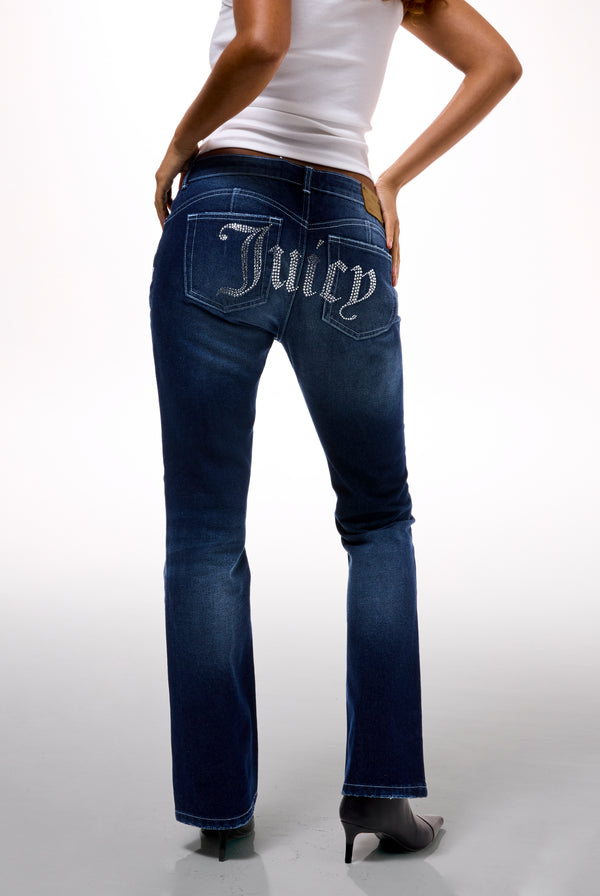 MID WASH BOOTCUT DIAMANTÉ JEANS