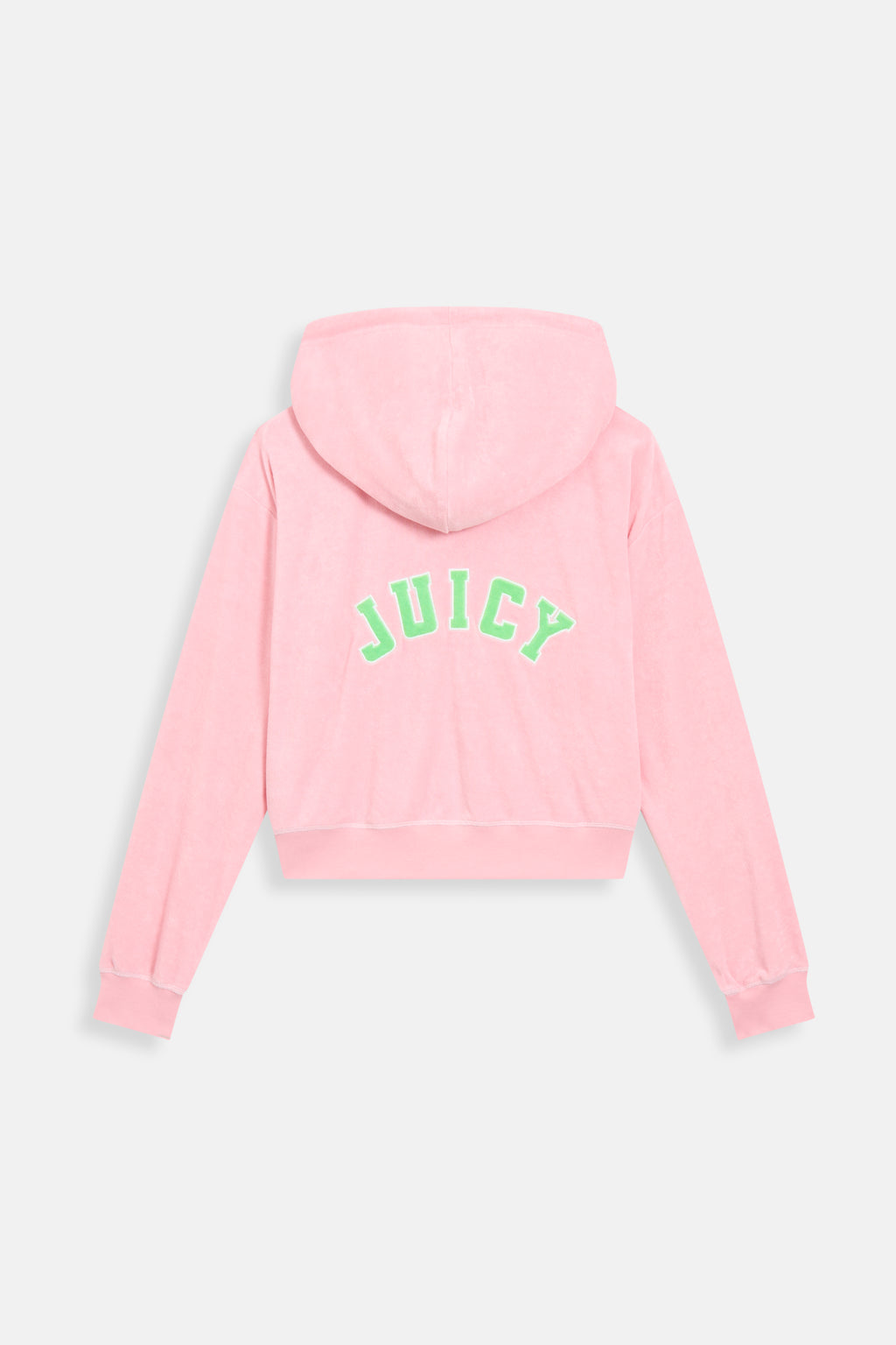 JUICY PINK OVERSIZED COLLEGIATE CROPPED TOWELLING HOODIE