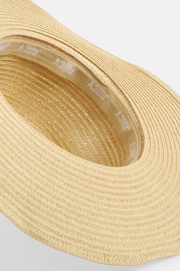 Displays the Natural Straw 'Juicy' branded cowboy hat 