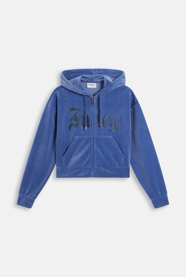 Greyblue Old Gothic Oversized Cropped Hoodie