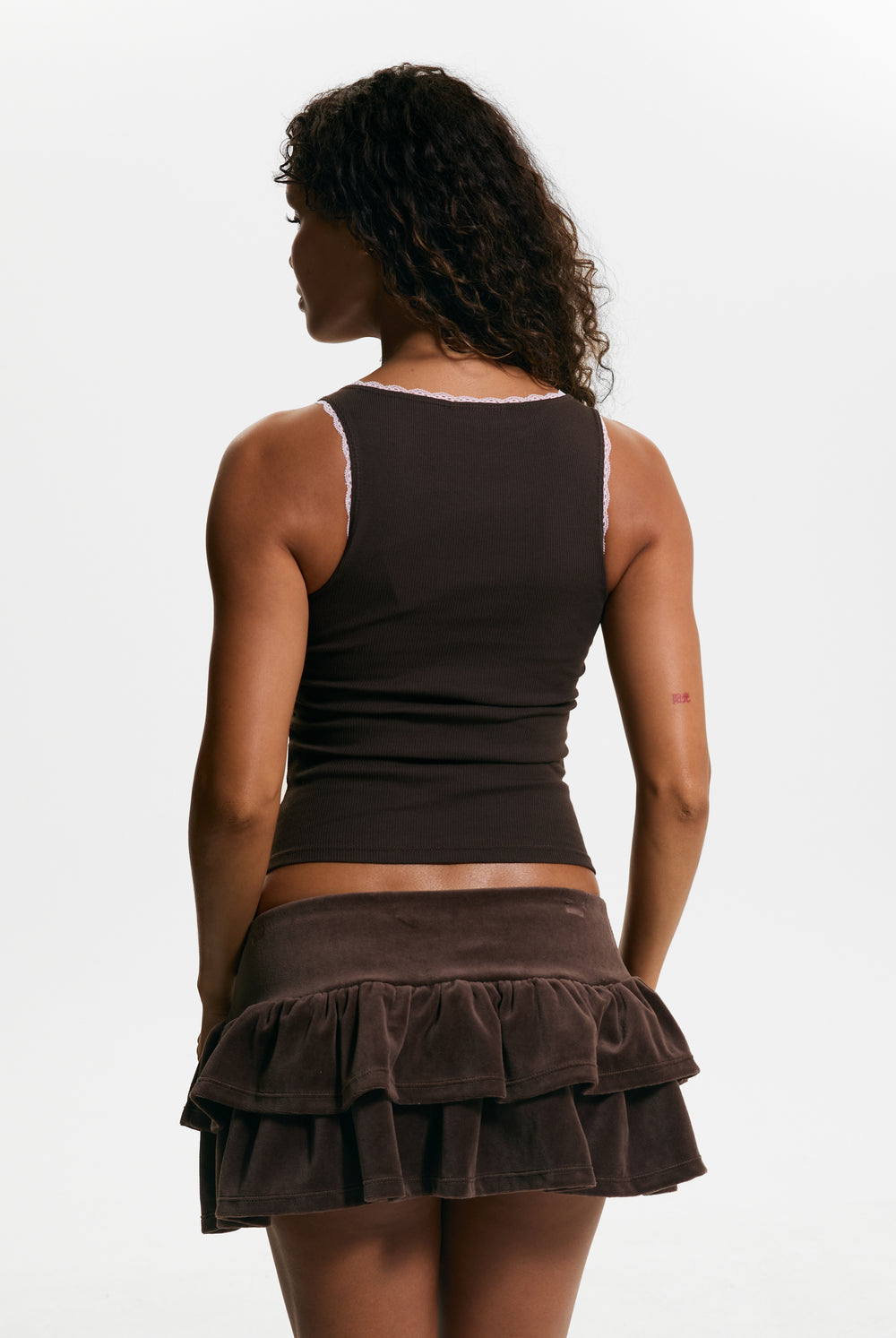 Java Cotton Velour Ruffle Skirt
