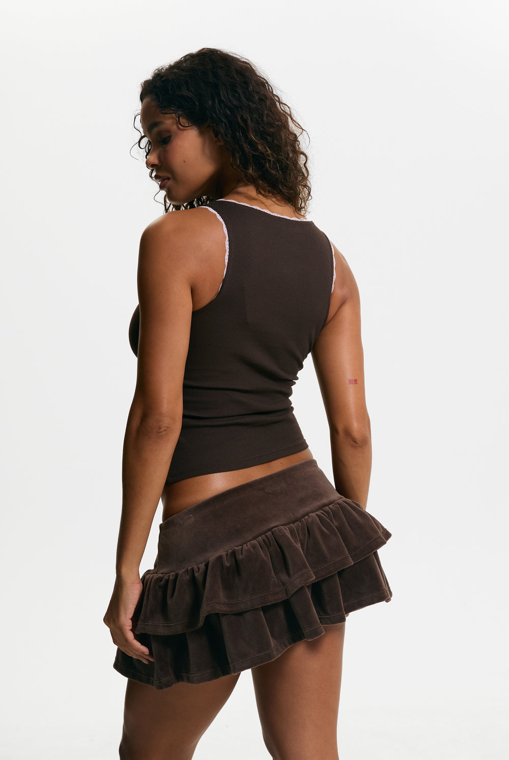 Java Cotton Velour Ruffle Skirt