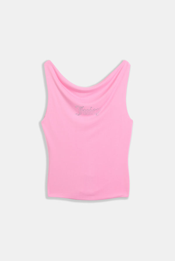 COTTON CANDY OUTLINE DIAMANTÉ DRAPE TOP