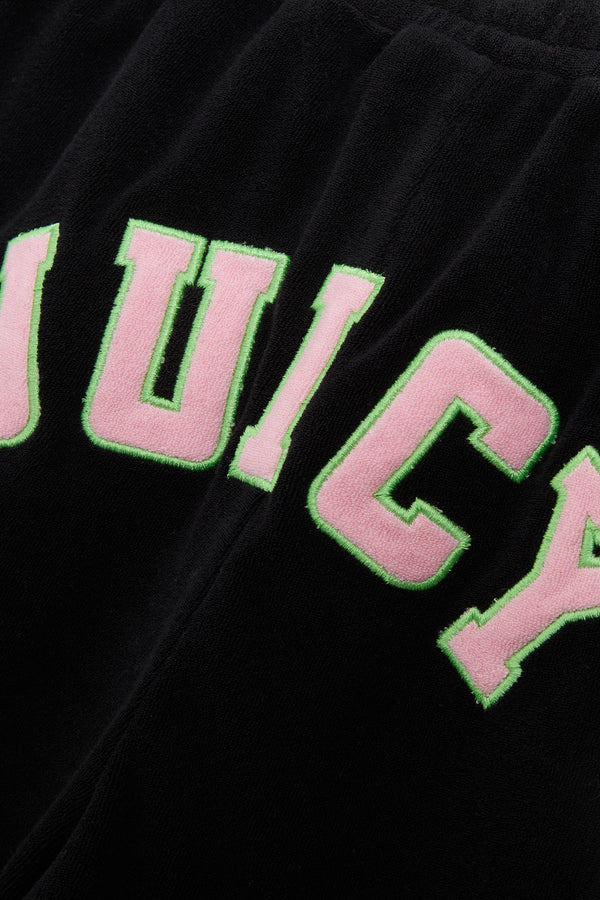 BLACK COLLEGIATE TOWELLING SHORTS