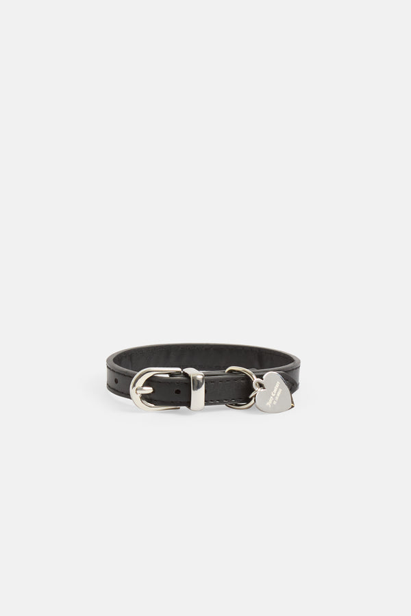 BLACK DOG COLLAR WITH METAL LOGO