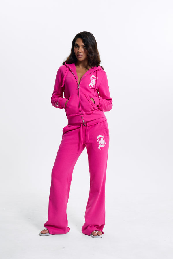 Nostalgia Pink Longline Fleece Zip-Through Hoodie
