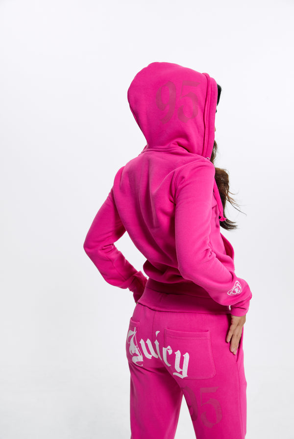 Nostalgia Pink Longline Fleece Zip-Through Hoodie